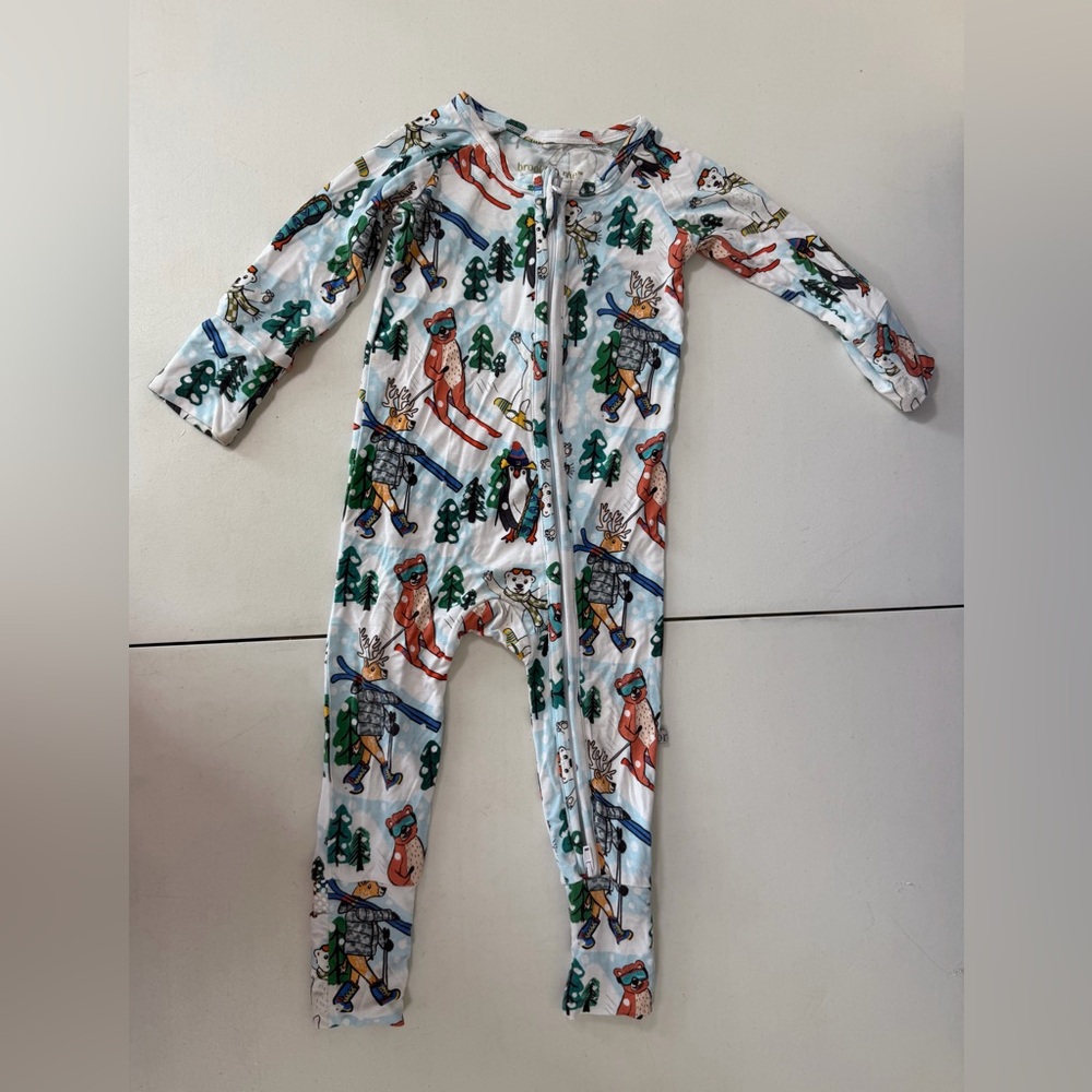 Brooklyn Rae Bamboo Woodland Skiing Animals Sleeper Pajamas 6-12 Months Zippy